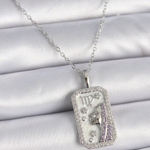 316L Çelik Gümüş Renk Başak Burcu Zirkon Taşlı Kadın Kolye