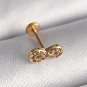 316L Çelik Gold Renk Zirkon Taşlı Sonsuzluk Model Tragus Piercing