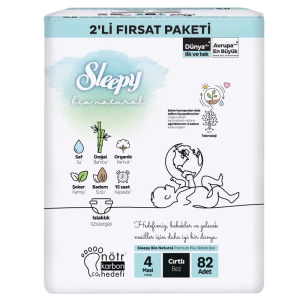 Sleepy Bio Natural Bebek Bezi 2'li Fırsat Paketi 4 Beden 82 Adet