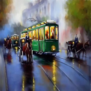 Yeşil Tramway Sayılarla Boyama Seti  Kasnaklı  40 x 50