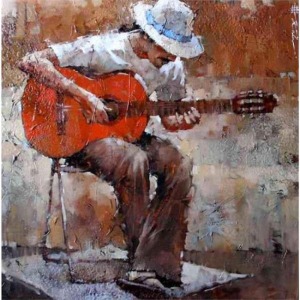  Şapkalı Gitarist Sayılarla Boyama Seti Kasnaklı  40 x 50