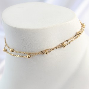 316L Çelik Gold Renk 2'Li Topçuk Zincir Model Kadın Halhal