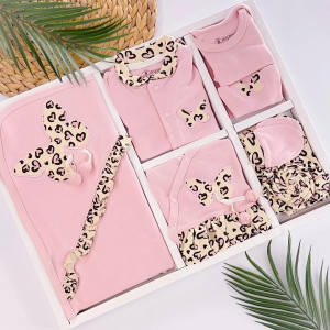 3 Ay Kız Bebek Leopar 10 Parça Hastane Çıkışı Kutulu Pembe