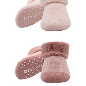 Bistyle Çemberli Kaymaz Havlu Soket Çorap 2'Li BS10503 Pudra Pembe