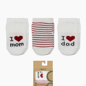Bistyle Mom Dad 3'lü Penye Soket Çorap 10123 Ekru