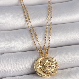 316L Çelik Gold Renk Ay Güneş Model Arkadaşlık Kadın Kolye