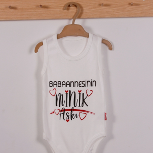 Yeni Doğan 3-12 Ay Babannesinin Minik Aşkı Askılı Body Beyaz