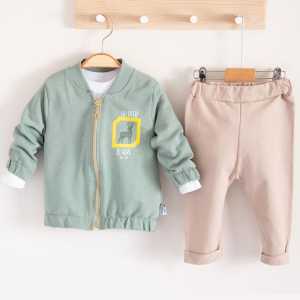 3-18 Ay Erkek Bebek Takımı Geyik Hırkalı 3'lü Yeşil