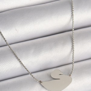 316L Çelik Gümüş Renk Zincir Kuğu Model Kadın Kolye