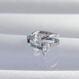 Pirinç Gümüş Renk Zirkon Taşlı Damla Earcuff Küpe