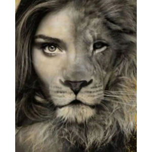  Aslan Kadın Sayılarla Boyama Seti Kasnaklı  40 x 50