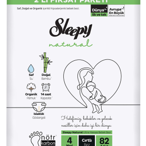Sleepy Natural Bebek Bezi 2'Li Fırsat Paketi 4 Beden 82 Adet