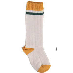 Bibaby Biorganic Çizgili Dizaltı Yaş Çorap 68431 Ekru Hardal(1 Adet)