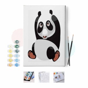  Uykulu Panda Sayılarla Boyama Seti Kasnaklı  40 x 50