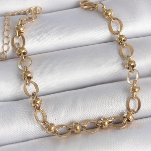 316L Çelik Gold Renk Topçuk Halka Zincir Model Kadın Bileklik