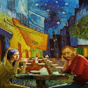  İnce Küpeli Kız ve Gogh Sayılarla Boyama Seti Kasnaklı  40 x 50