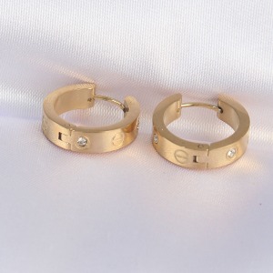 316L Çelik Gold Renk Zirkon Taşlı Minimal Model Halka Küpe