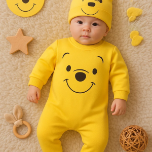 3-9 Ay The Bear Şapkalı Tulum Sarı