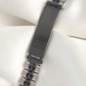 316L Çelik Gümüş Siyah Renk Zincir Künye Model Erkek Bileklik