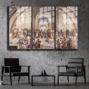 Ünlü Ressamlar ve Yapıtları Modern Yaşam Alanları İçin 3'lü Dikey Cam Tablo 492