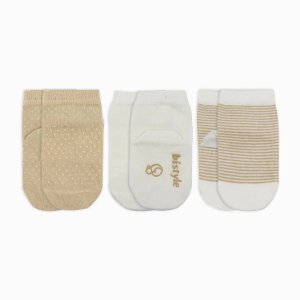 Bistyle Puanlı Kaymaz Penye Soket Çorap 3'Lü BS10108 Bej