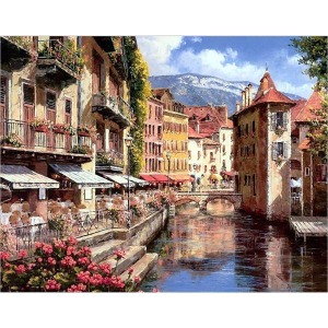  Venedikte Küçük Kasaba Sayılarla Boyama Seti Kasnaklı  40 x 50