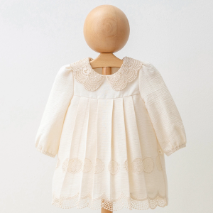 Mymio 4291 Brodeli Krinkıl Elbise Bej