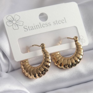 316L Çelik Gold Renk İşleme Detay Kadın Küpe