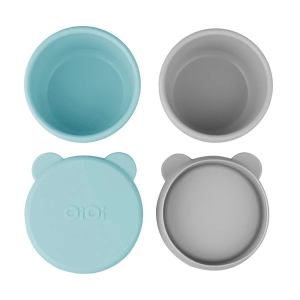 Oioi Silikon Kapaklı Mini Kase 2'li Mini Bites Aqua Green / Powder Grey