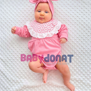 3-12 Ay Kız Bebek Tulum KARPUZ KOLLU Pembe