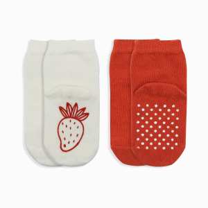 Bistyle Meyve Figürlü Kaymaz Soket Çorap 2'Li BS10105 Kırmızı Ekru