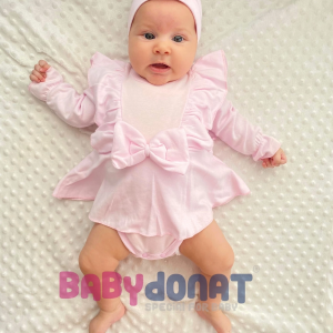 3-12 Ay Fiyonklu Kız Bebek Romper Pembe