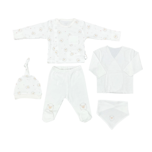 Andywawa Ac25560 Newborn Set Tinny Ships 5'li Hastane Çıkışı Ekru