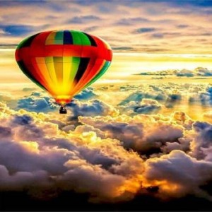  Gökyüzünde Balon Sayılarla Boyama Seti  Kasnaklı  40 x 50