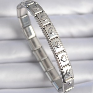 316L Çelik Gümüş Renk Kalp İşleme Nomination Charm Bileklik