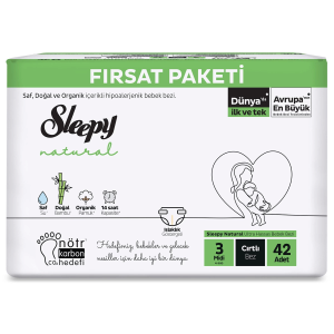 Sleepy Natural Bebek Bezi Fırsat Paketi 3 Beden 42 Adet
