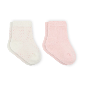 Bistyle Puan Derby Penye Soket Çorap 2'Li BS10103 Pembe Ekru