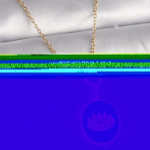 316L Çelik Gold Renk Zincir Mavi Mineli Zirkon Taşlı Göz İşleme Kadın Kolye