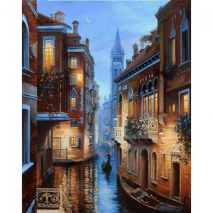  Aşıklar Şehri Venedik Sayılarla Boyama Seti Kasnaklı  40 x 50
