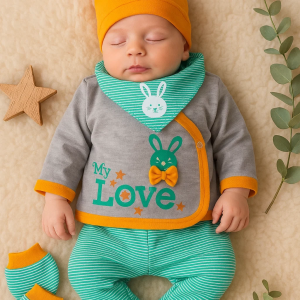 3 Ay Bebek Hastane Takımı Love 5'li Erkek Yeşil