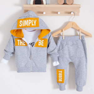 3-18 Ay Erkek Bebek Takımı Simply Kapişonlu 3'lü Hardal