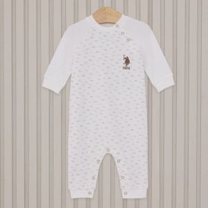 U.S.Polo Erkek Bebek Uzun Kol Patiksiz Tulum USB2025 Krem