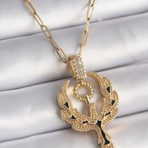 316L Çelik Gold Renk Zirkon Taşlı Anka Kuşu Model Kadın Kolye