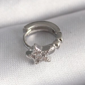 316L Çelik Gümüş Renk Zirkon Taşlı Yıldız Model Tragus Piercing