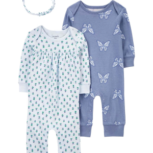 Carter's Kız Bebek Tulum Set 3'lü Paket 1R038610 Mavi