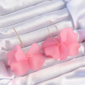 Pirinç Pembe Renkli Flora Küpe