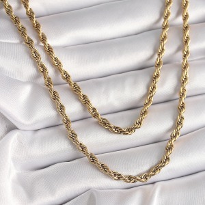 316L Çelik Gold Renk 1 Metre Burgu Zincir Kadın Kolye