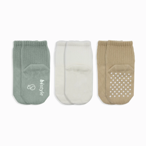 Bistyle Basic Kaymaz Penye Soket Çorap 3'Lü BS10106 Nil Ekru Bej