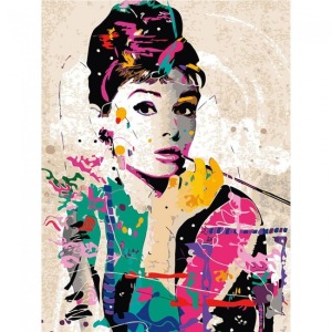  Audrey Hepburn Sayılarla Boyama Seti Kasnaklı  40 x 50
