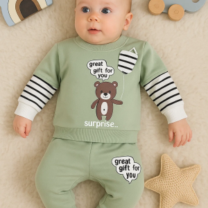 3-18 Ay Erkek Bebek Takımı Gift For You 2'li Yeşil